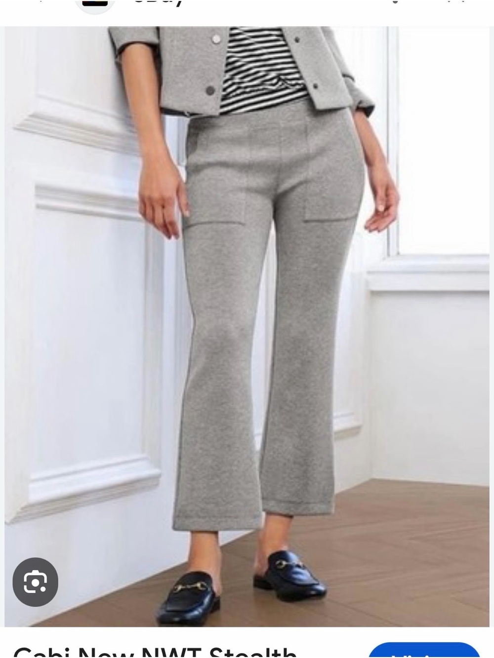 CAbi stealth Gray Knit Wide-Leg Pull-On Pants